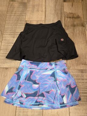 Champion Black Athletic Skort  with All In Motion Blue-Purple Printed  Skirt
